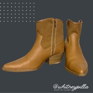 Universal Thread Tan Ankle Boots 2in Block Heel Side Zip Women’s Size 9